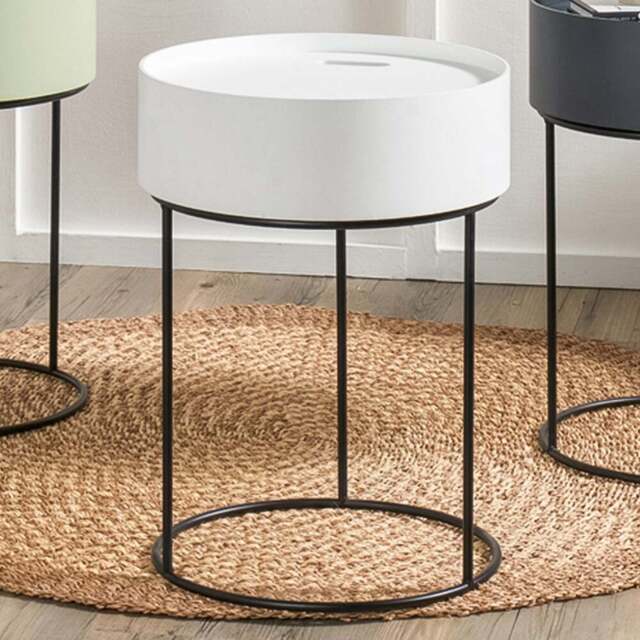 Pacific Lifestyle Hugo White Wood Veneer and Black Metal Storage Table - Wilko - image 1