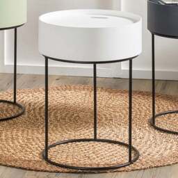 Pacific Lifestyle Hugo White Wood Veneer and Black Metal Storage Table - Wilko