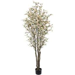 Leaf Cherry Blossom Artificial Tree in Pot 7ft - Size: 210 x 70 x 70cm - Green - Wilko - thumbnail 1