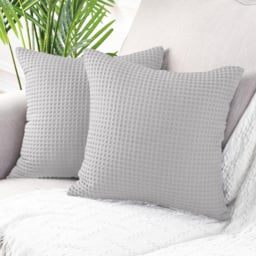 Allure Home Fashions Hotel Dove Grey Waffle Cushion Cover 2 Pack 50 x 50cm - Wilko - thumbnail 3