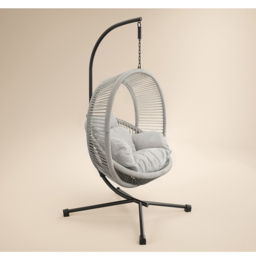 SOLACE+CO Lana Light Grey Garden Swing Chair - Size: 1 Seater - Wilko - thumbnail 3