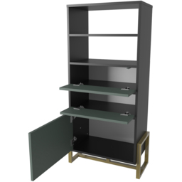 Decorotika Utopie 3 Door 2 Shelf Black and Green Modern Bookshelf - Size: 60 x 136.8 x 35cm - Multi - Wilko - thumbnail 4