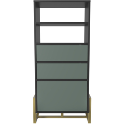 Decorotika Utopie 3 Door 2 Shelf Black and Green Modern Bookshelf - Size: 60 x 136.8 x 35cm - Multi - Wilko - thumbnail 3
