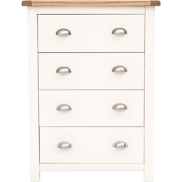 Cabinet Bits Lovere 4 Drawer Off White Chrome Cup Handle Chest of Drawers - Wilko - thumbnail 3