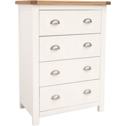 Cabinet Bits Lovere 4 Drawer Off White Chrome Cup Handle Chest of Drawers - Wilko - thumbnail 4