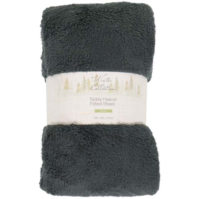 Soft Teddy Fleece Fitted SheetCharcoal - Winter Collection - Wilko - image 1