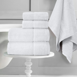 Velosso Velour Plush Cotton White Bath Towel Set of 2 - Wilko - thumbnail 3