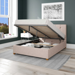 Aspire Hepburn Single Natural Saxon Twill Ottoman Bed - Cream - Aspire Beds - Wilko - thumbnail 3