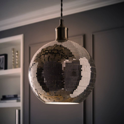 ValueLights Dolly Disco Mirror Ball Ceiling Pendant Lamp Shade - Size: 23 x 25 x 25cm - Silver - Wilko - thumbnail 3