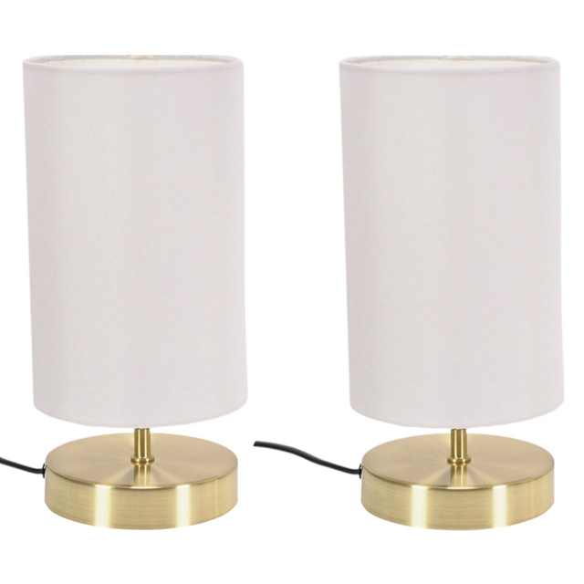 ValueLights Francis White Shade Gold Touch Table Lamp and Bulb 2 Pack - Size: 24.5 x 12 x 12cm - Wilko - image 1