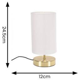 ValueLights Francis White Shade Gold Touch Table Lamp and Bulb 2 Pack - Size: 24.5 x 12 x 12cm - Wilko - thumbnail 6