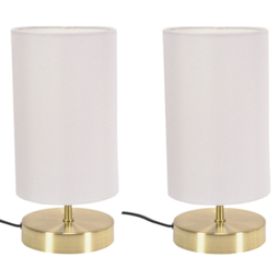 ValueLights Francis White Shade Gold Touch Table Lamp and Bulb 2 Pack - Size: 24.5 x 12 x 12cm - Wilko - thumbnail 1