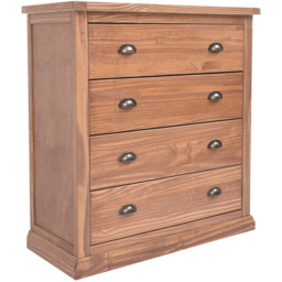 Tirolo 4 Drawer Light Brown Chest of Drawers with Brass Cup Handles - Wilko - thumbnail 3