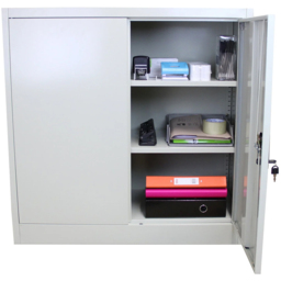 MonsterShop 2 Door 2 Shelf Filing Cabinet - Size: 90.0 cm x 90.0 cm x 40.0 cmcm - Grey - Wilko - thumbnail 5
