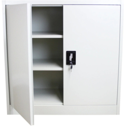 MonsterShop 2 Door 2 Shelf Filing Cabinet - Size: 90.0 cm x 90.0 cm x 40.0 cmcm - Grey - Wilko - thumbnail 4