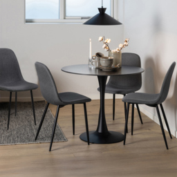 Florence Malta 4 Seater Ceramic Round Dining Table Set Black and Light Grey - Black/Light Grey - Wilko - thumbnail 1