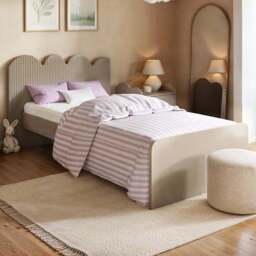 Flair Calista Single Dark Beige Ribbed Bed - Cream - Wilko