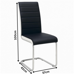 Portland 4 Seater Faux Leather Glass Tabletop Round Dining Set Black - Wilko - thumbnail 6