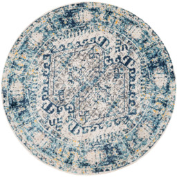 Kukoon Navy Blue and Grey Bordered Geometric Distressed Rug 160cm - Size: 160 x 160cm - Wilko - thumbnail 1