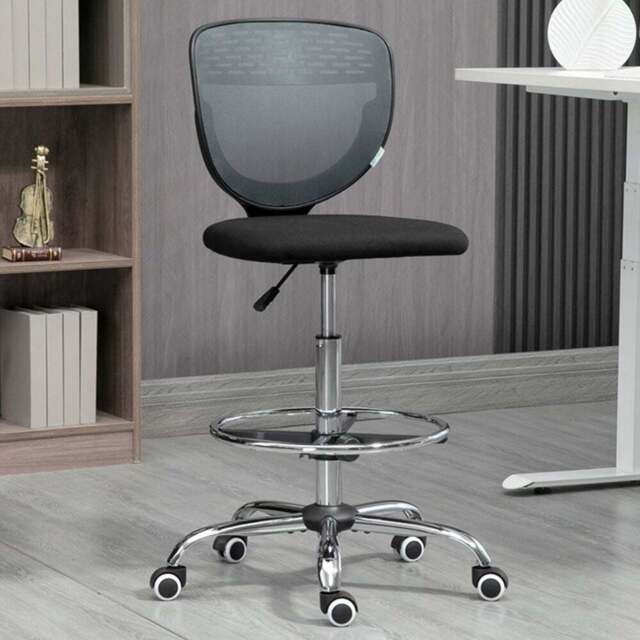 Portland Grey Mesh Draughtsman Drafting Office Chair - Size: 59 x 59 x 126cm - Wilko - image 1