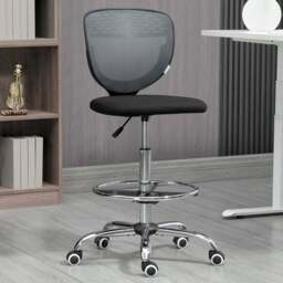 Portland Grey Mesh Draughtsman Drafting Office Chair - Size: 59 x 59 x 126cm - Wilko