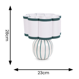 ValueLights Rohan Teal Trim Shade Teal Stripe Ceramic Sphere LED Table Lamp - Size: 28 x 23 x 23cm - Green - Wilko - thumbnail 7