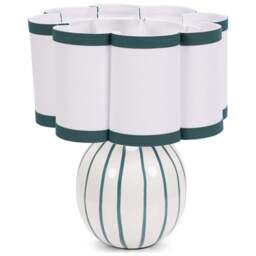ValueLights Rohan Teal Trim Shade Teal Stripe Ceramic Sphere LED Table Lamp - Size: 28 x 23 x 23cm - Green - Wilko