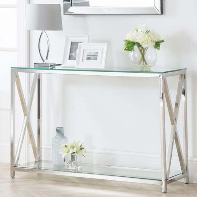 Julian Bowen Miami Silver Console Table - Size: 40 x 120 x 75cm - Wilko - image 1