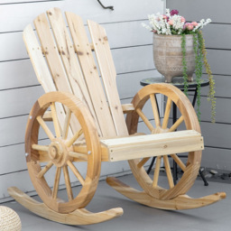 Outsunny Natural Adirondack Rocking Chair - Size: 92 x 68 x 88cm - Yellow - Wilko