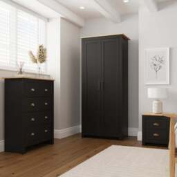 GFW Lancaster 3 Piece Black and Oak Bedroom Set - Wilko - thumbnail 1