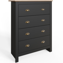 GFW Lancaster 3 Piece Black and Oak Bedroom Set - Wilko - thumbnail 4