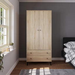 Salford 2 Door 2 Drawer Sonoma Oak Wardrobe - Size: 2 Door, 2 Drawer - Wilko - thumbnail 5