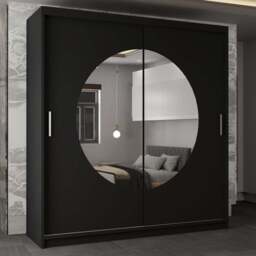 Sliding Wardrobes 4U Moon 2 Door Black Mirrored Wardrobe 150cm - Wilko - thumbnail 1