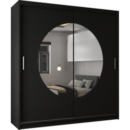 Sliding Wardrobes 4U Moon 2 Door Black Mirrored Wardrobe 150cm - Wilko - thumbnail 3
