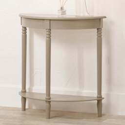 Pacific Lifestyle Heritage Single Shelf Putty Pine Wood Half Moon Console Table - Size: 80 x 80 x 30cm - Cream - Wilko