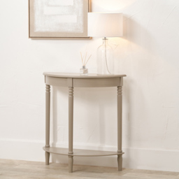 Pacific Lifestyle Heritage Single Shelf Putty Pine Wood Half Moon Console Table - Size: 80 x 80 x 30cm - Cream - Wilko - thumbnail 6