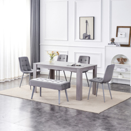 Kosy Koala 6 Seater Dining Set with Bench Grey Velvet - Multi - Wilko - thumbnail 4
