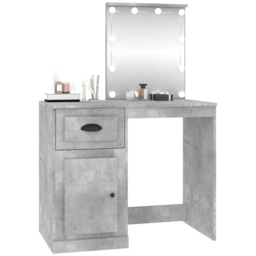 vidaXL Single Door Single Drawer Concrete Grey Dressing Table with LED Mirror - Size: 132.5 x 90 x 50cm - Wilko - thumbnail 5
