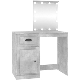vidaXL Single Door Single Drawer Concrete Grey Dressing Table with LED Mirror - Size: 132.5 x 90 x 50cm - Wilko - thumbnail 3