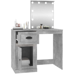 vidaXL Single Door Single Drawer Concrete Grey Dressing Table with LED Mirror - Size: 132.5 x 90 x 50cm - Wilko - thumbnail 6