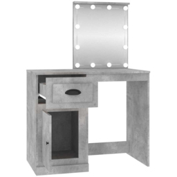 vidaXL Single Door Single Drawer Concrete Grey Dressing Table with LED Mirror - Size: 132.5 x 90 x 50cm - Wilko - thumbnail 4