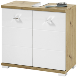 Julian Bowen Pool 2 Door White and Oak Bathroom Sink Cabinet - Size: 57 x 80 x 31cm - Wilko - thumbnail 3