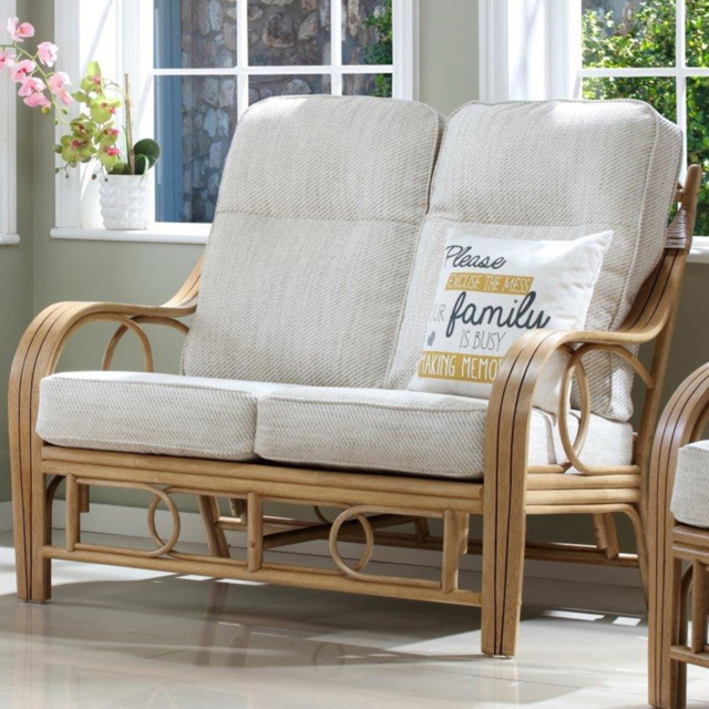 Desser Furniture Madrid 2 Seater Light Oak Natural Rattan Jasper Sofa - Brown - Wilko - image 1