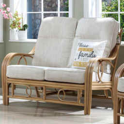 Desser Furniture Madrid 2 Seater Light Oak Natural Rattan Jasper Sofa - Brown - Wilko - thumbnail 1