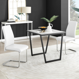 Furniturebox Copeland Fontana Marble Effect 2 Seater Dining Set White and Chrome - Wilko - thumbnail 1
