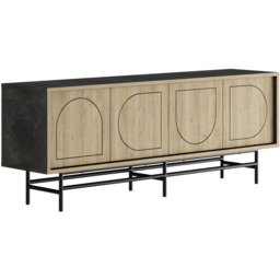 Decortie Joji 4 Door Moss Green and Oak Laser-Cut Design Modern Console Unit - Size: 56.5 x 149.2 x 35cm - Multi - Wilko - thumbnail 3