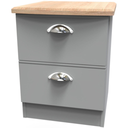 Crowndale Victoria 2 Drawer Dusk Grey and Oak Compact Bedside Cabinet - Wilko - thumbnail 5