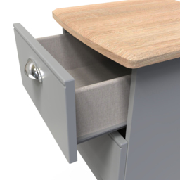 Crowndale Victoria 2 Drawer Dusk Grey and Oak Compact Bedside Cabinet - Wilko - thumbnail 6