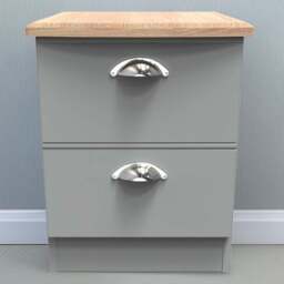 Crowndale Victoria 2 Drawer Dusk Grey and Oak Compact Bedside Cabinet - Wilko - thumbnail 1