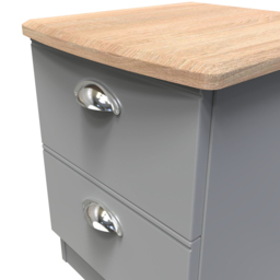 Crowndale Victoria 2 Drawer Dusk Grey and Oak Compact Bedside Cabinet - Wilko - thumbnail 7